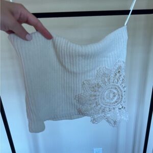 Zara Cream Ribbed Knit Tube Top